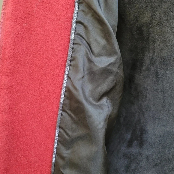 Calvin Klein Women's Jacket Wool Cashmere blend Coat Dark Red Zip Hooded Lined M - Picture 9 of 13